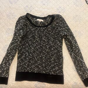 LOFT Black and White Crew Neck Sweater